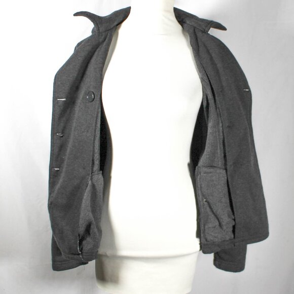 Y2K 2000s Dark Gray Light Weight Double Breasted Peacoat Juniors Medium - Picture 3 of 8